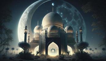 3d illustration of amazing architecture design of muslim mosque ramadan concept, illustration of amazing architecture design of muslim mosque ramadan concept, Generate Ai photo