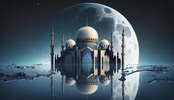 3d illustration of amazing architecture design of muslim mosque ramadan concept, illustration of amazing architecture design of muslim mosque ramadan concept, Generate Ai photo