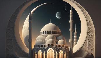 amazing architecture design of muslim mosque ramadan concept, illustration of amazing architecture design of muslim mosque ramadan concept, Generate Ai photo