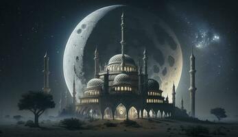 amazing architecture design of muslim mosque ramadan concept, illustration of amazing architecture design of muslim mosque ramadan concept, Generate Ai photo