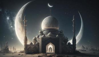 amazing architecture design of muslim mosque ramadan concept, illustration of amazing architecture design of muslim mosque ramadan concept, Generate Ai photo