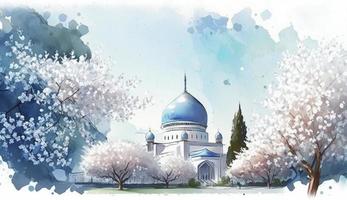 amazing architecture design of muslim mosque ramadan concept, illustration of amazing architecture design of muslim mosque ramadan concept, Generate Ai photo