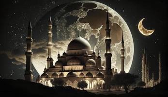 amazing architecture design of muslim mosque ramadan concept, illustration of amazing architecture design of muslim mosque ramadan concept, Generate Ai photo