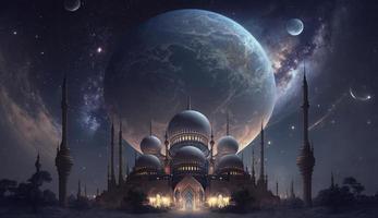 amazing architecture design of muslim mosque ramadan concept, illustration of amazing architecture design of muslim mosque ramadan concept, Generate Ai photo