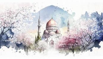 amazing architecture design of muslim mosque ramadan concept, illustration of amazing architecture design of muslim mosque ramadan concept, Generate Ai photo