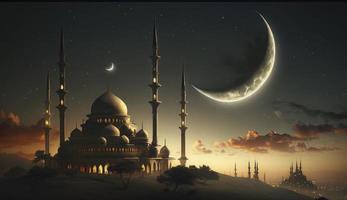 amazing architecture design of muslim mosque ramadan concept, illustration of amazing architecture design of muslim mosque ramadan concept, Generate Ai photo