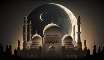 increíble arquitectura diseño de musulmán mezquita Ramadán concepto, ilustración de increíble arquitectura diseño de musulmán mezquita Ramadán concepto, generar ai foto