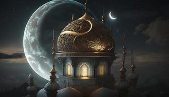 amazing architecture design of muslim mosque ramadan concept, illustration of amazing architecture design of muslim mosque ramadan concept, Generate Ai photo