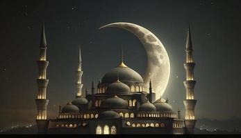 amazing architecture design of muslim mosque ramadan concept, illustration of amazing architecture design of muslim mosque ramadan concept, Generate Ai photo