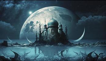 amazing architecture design of muslim mosque ramadan concept, illustration of amazing architecture design of muslim mosque ramadan concept, Generate Ai photo