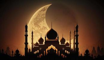 3d illustration of amazing architecture design of muslim mosque ramadan concept, illustration of amazing architecture design of muslim mosque ramadan concept, Generate Ai photo