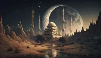amazing architecture design of muslim mosque ramadan concept, illustration of amazing architecture design of muslim mosque ramadan concept, Generate Ai photo