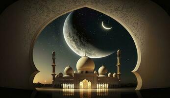 3d illustration of amazing architecture design of muslim mosque ramadan concept, illustration of amazing architecture design of muslim mosque ramadan concept, Generate Ai photo