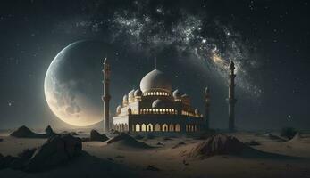 3d illustration of amazing architecture design of muslim mosque ramadan concept, illustration of amazing architecture design of muslim mosque ramadan concept, Generate Ai photo