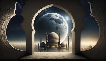 3d illustration of amazing architecture design of muslim mosque ramadan concept, illustration of amazing architecture design of muslim mosque ramadan concept, Generate Ai photo