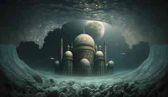 3d illustration of amazing architecture design of muslim mosque ramadan concept, illustration of amazing architecture design of muslim mosque ramadan concept, Generate Ai photo