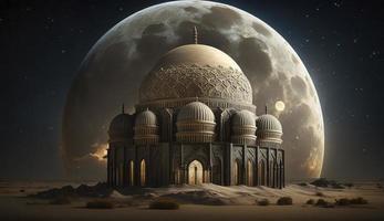 3d illustration of amazing architecture design of muslim mosque ramadan concept, illustration of amazing architecture design of muslim mosque ramadan concept, Generate Ai photo