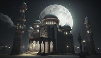 3d illustration of amazing architecture design of muslim mosque ramadan concept, illustration of amazing architecture design of muslim mosque ramadan concept, Generate Ai photo