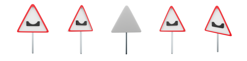 3d representación agujero en el la carretera firmar diferente posiciones icono colocar. 3d hacer la carretera firmar concepto icono colocar. agujero en el la carretera. png