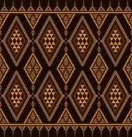 Ethnic folk geometric seamless pattern in dark brown tone in vector illustration design for fabric, mat, carpet, scarf, wrapping paper, tile and more