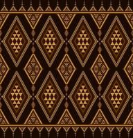 Ethnic folk geometric seamless pattern in dark brown tone in vector illustration design for fabric, mat, carpet, scarf, wrapping paper, tile and more