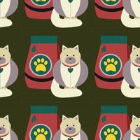 Pattern with food for animals, cats, dogs, pet care. vector