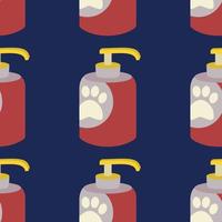 Pattern with a bottle of shampoo for animals, cats, dogs. vector