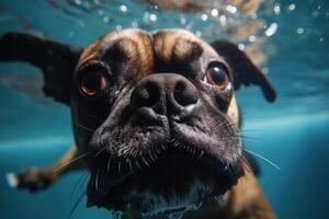 dog diver swim underwater photo