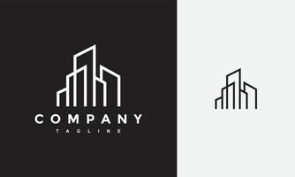 minimal outline city building logo vector