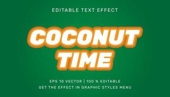 Vector illustration of Coconut Time Editable text effect template