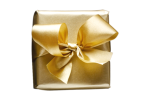 Golden christmas gift isolated on a transparent background png