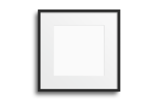 Black square picture frame mockup isolated on a transparent background png