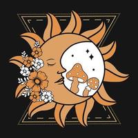 Boho Mystical Sun Moon Vector T-shirt Design