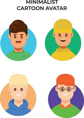 Minimalist avatar cute cartoon character icon set can be use for profile picture