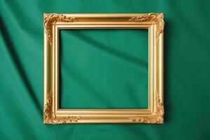 Golden frame on green background. photo