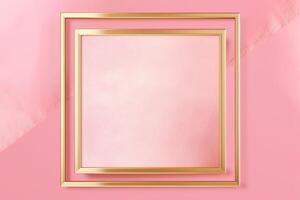 Golden frame on pink abstract background. photo