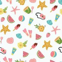 Summer seamless pattern with beach elements. Design for fabric textile wallpaper packaging vector