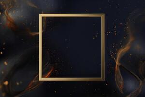 Golden frame on black abstract background. photo