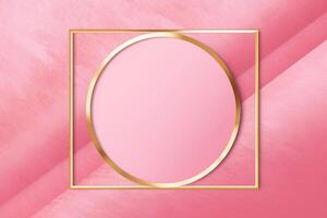 Golden frame on pink abstract background. photo