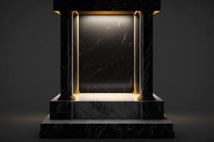 Realistic 3D luxury marble podium for product display. photo