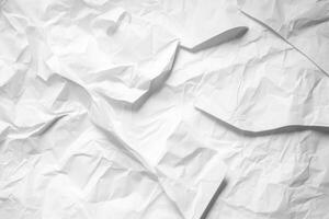 Design space white crumpled paper textured background. photo