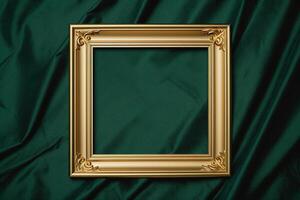 Golden frame on green background. photo