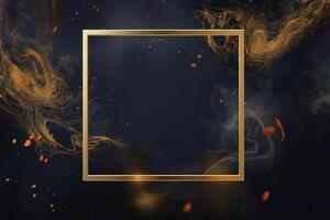 Golden frame on black abstract background. photo