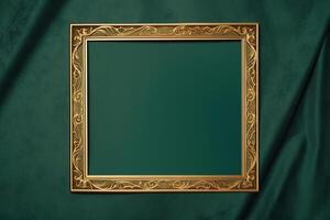 Golden frame on green background. photo