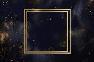 Golden frame on black abstract background. photo