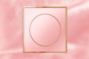 Golden frame on pink abstract background. photo