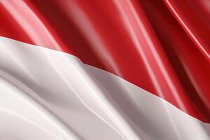 rojo y blanco fondo, ondulación nacional bandera de Indonesia, saludó muy detallado de cerca. ai generado foto