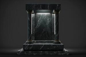 Realistic 3D luxury marble podium for product display. photo