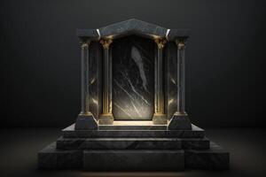 Realistic 3D luxury marble podium for product display. photo