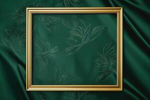 Golden frame on green background. photo